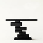 Loren Geometric Stacked Black Wood Console Table