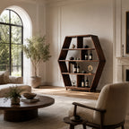 Ardenton Hexagonal Walnut Open Cabinet