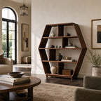 Ardenton Hexagonal Walnut Open Cabinet
