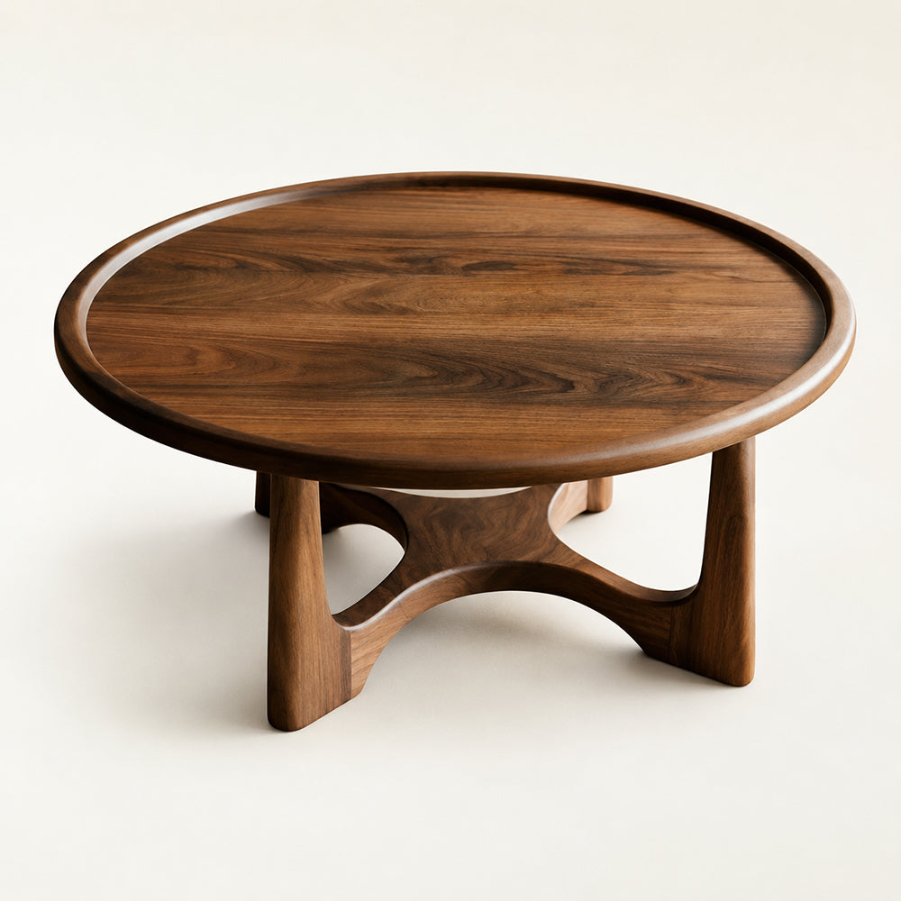 Loren Modern Walnut Round Coffee Table