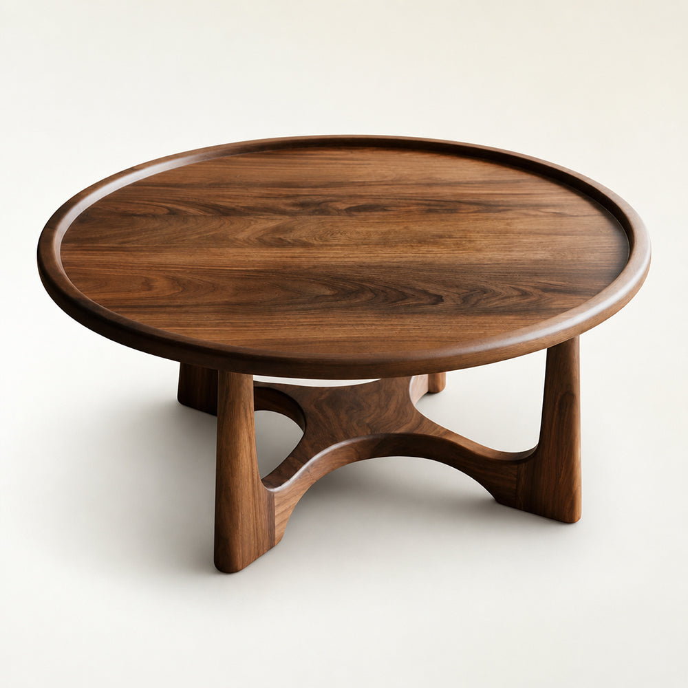 Loren Modern Walnut Round Coffee Table