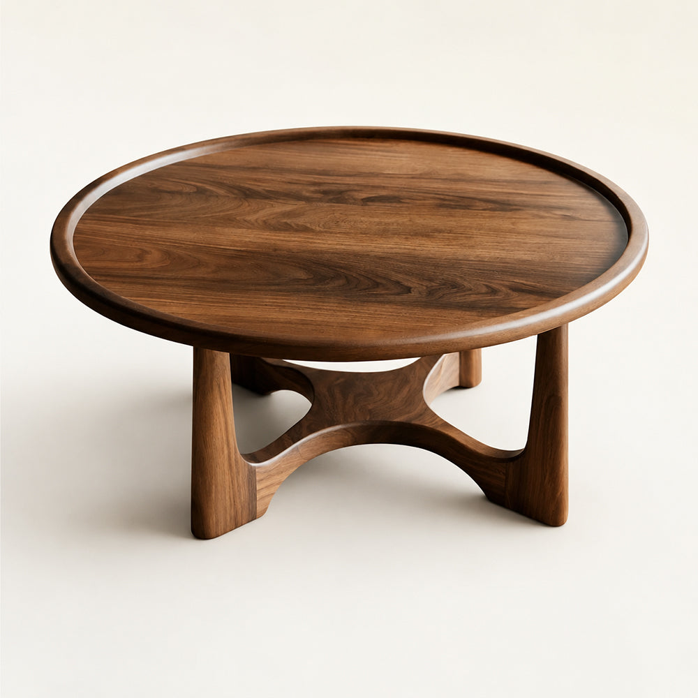 Loren Modern Walnut Round Coffee Table