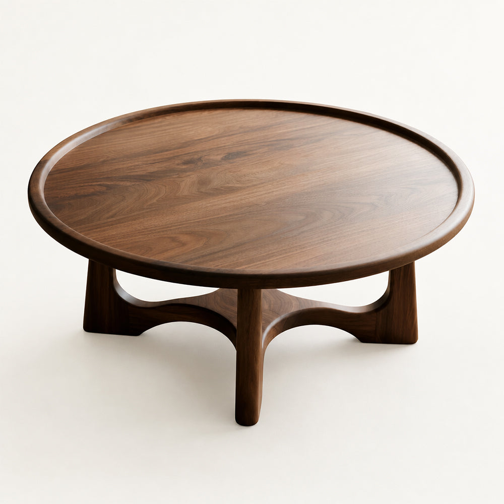 Loren Modern Walnut Round Coffee Table