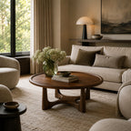 Loren Modern Walnut Round Coffee Table