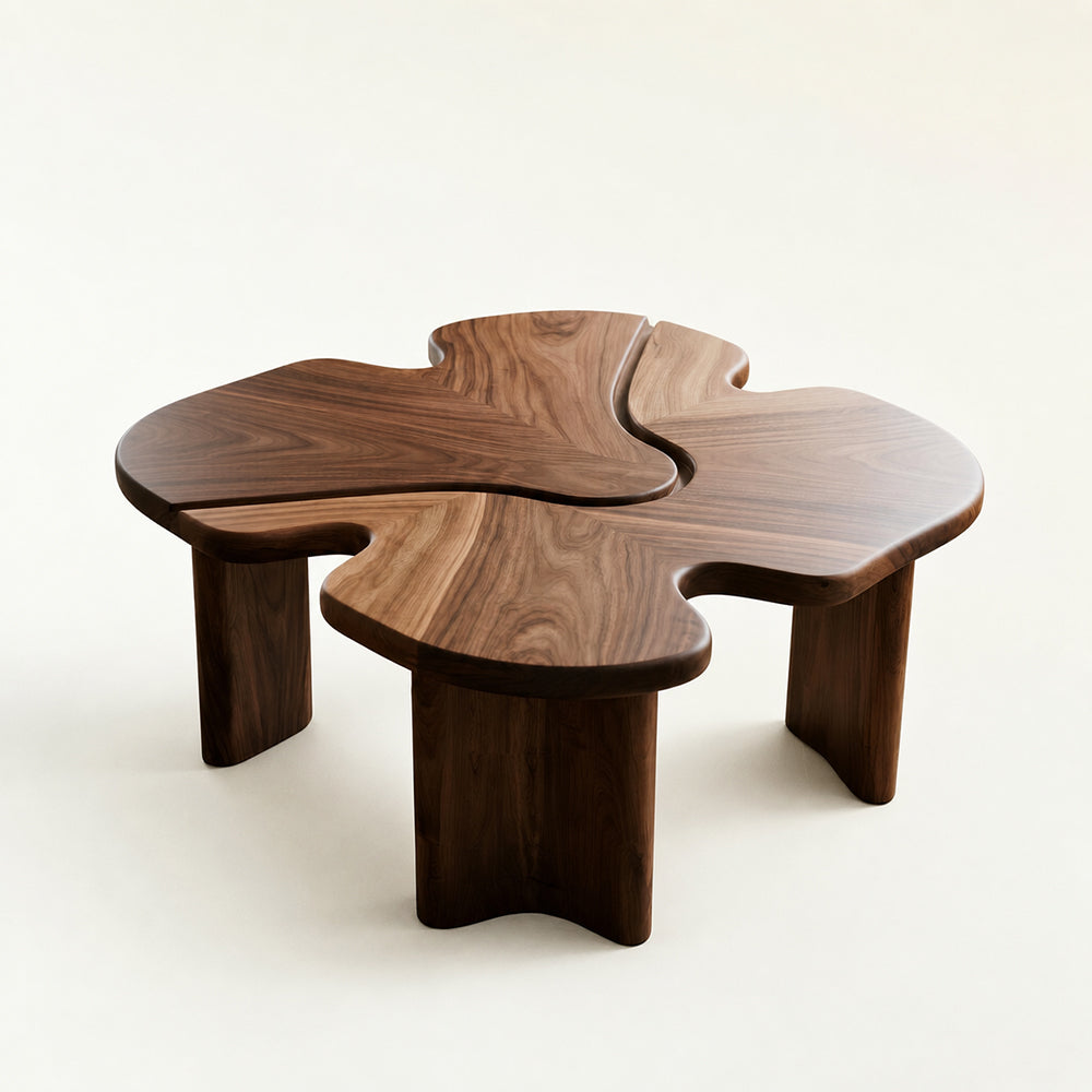 Loren Organic Modern Walnut Amoeba Coffee Table