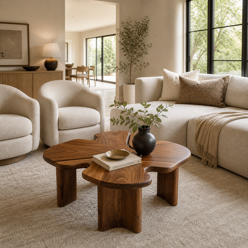 Loren Organic Modern Walnut Amoeba Coffee Table