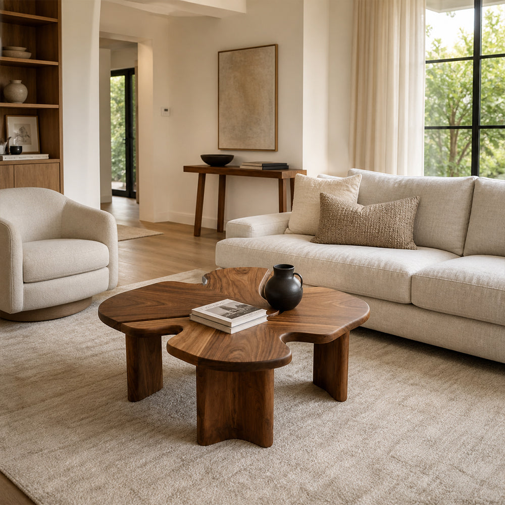 Loren Organic Modern Walnut Amoeba Coffee Table