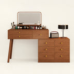 Veyra Mid-Century Walnut Vanity Dresser