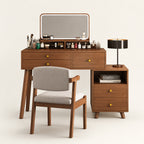 Veyra Mid-Century Walnut Vanity Dresser