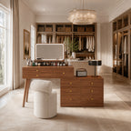 Veyra Mid-Century Walnut Vanity Dresser