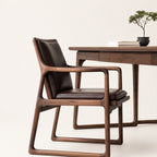 Elowen Mid-Century Walnut & Leather Arm Desk Chair