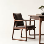 Elowen Mid-Century Walnut & Leather Arm Desk Chair