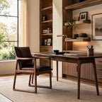 Elowen Mid-Century Walnut & Leather Arm Desk Chair