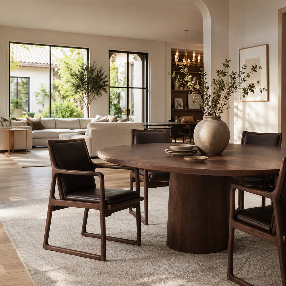 Elowen Mid-Century Walnut & Leather Arm Desk Chair