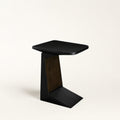 Loren Modern Geometric Black & Wood Accent Side Table