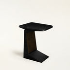 Loren Modern Geometric Black & Wood Accent Side Table