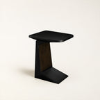 Loren Modern Geometric Black & Wood Accent Side Table