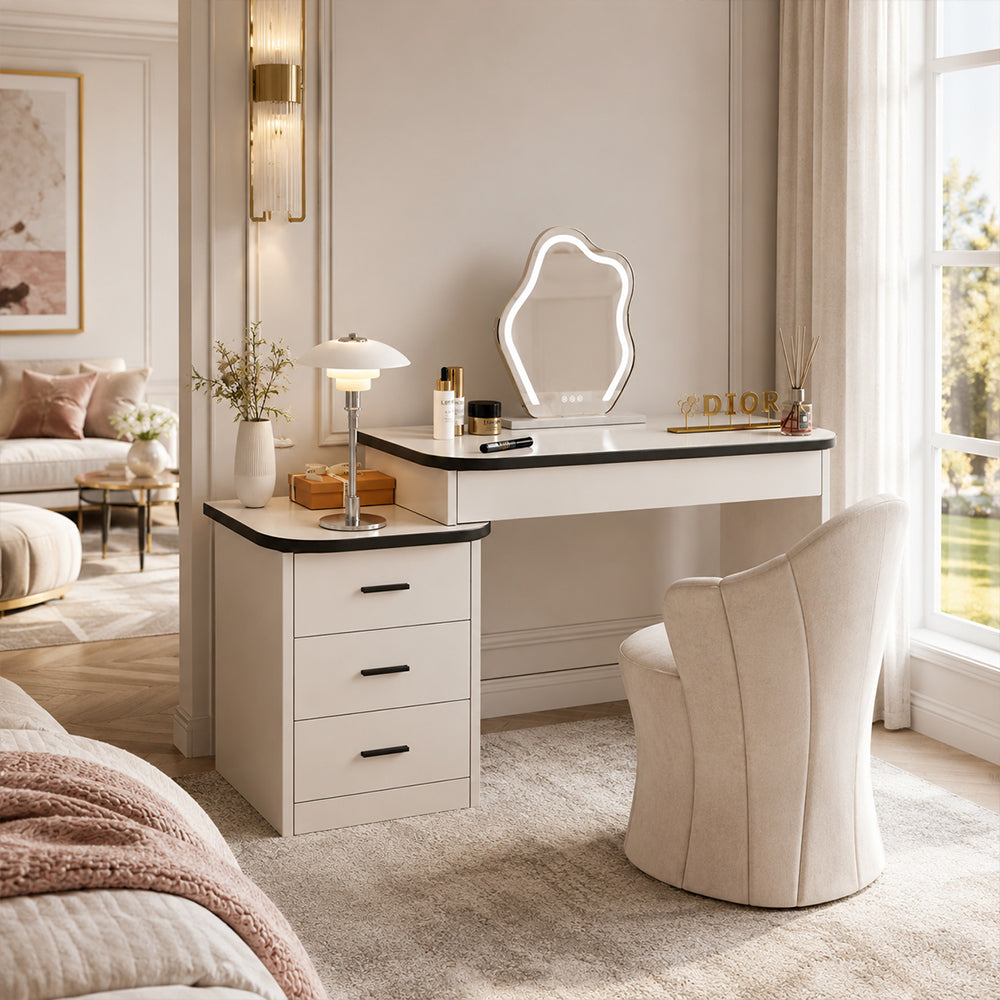 Veyra Modern White Extendable Vanity Dresser