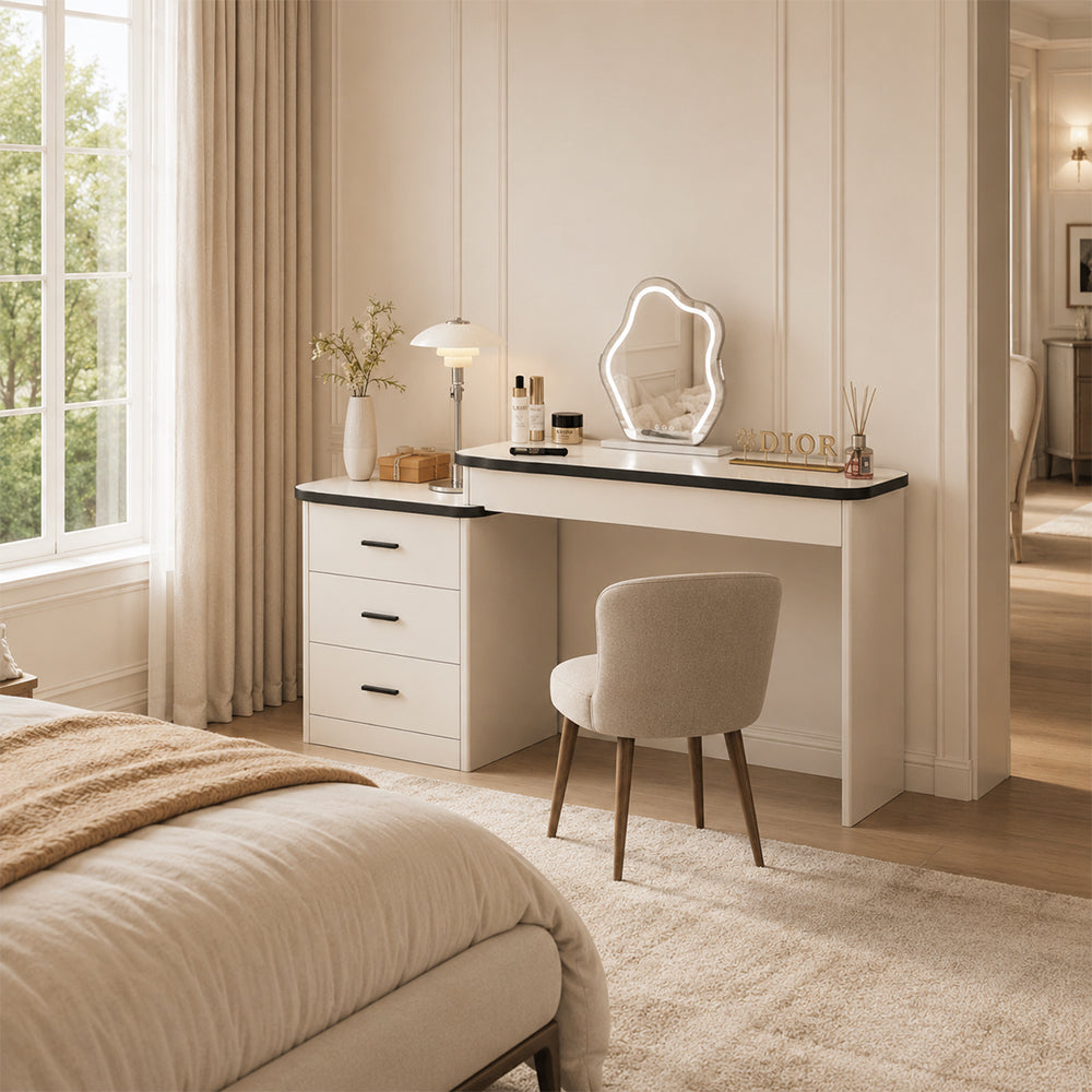 Veyra Modern White Extendable Vanity Dresser