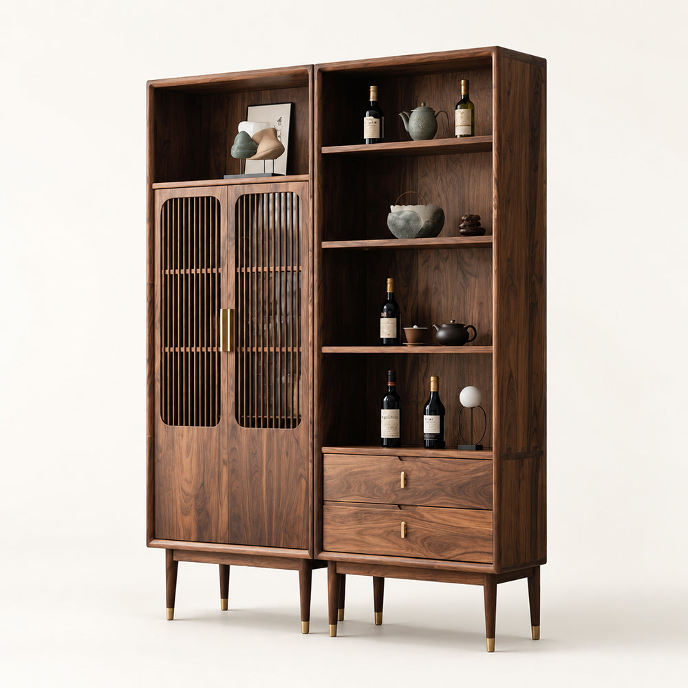 Ardenton Modular Walnut Display Cabinet