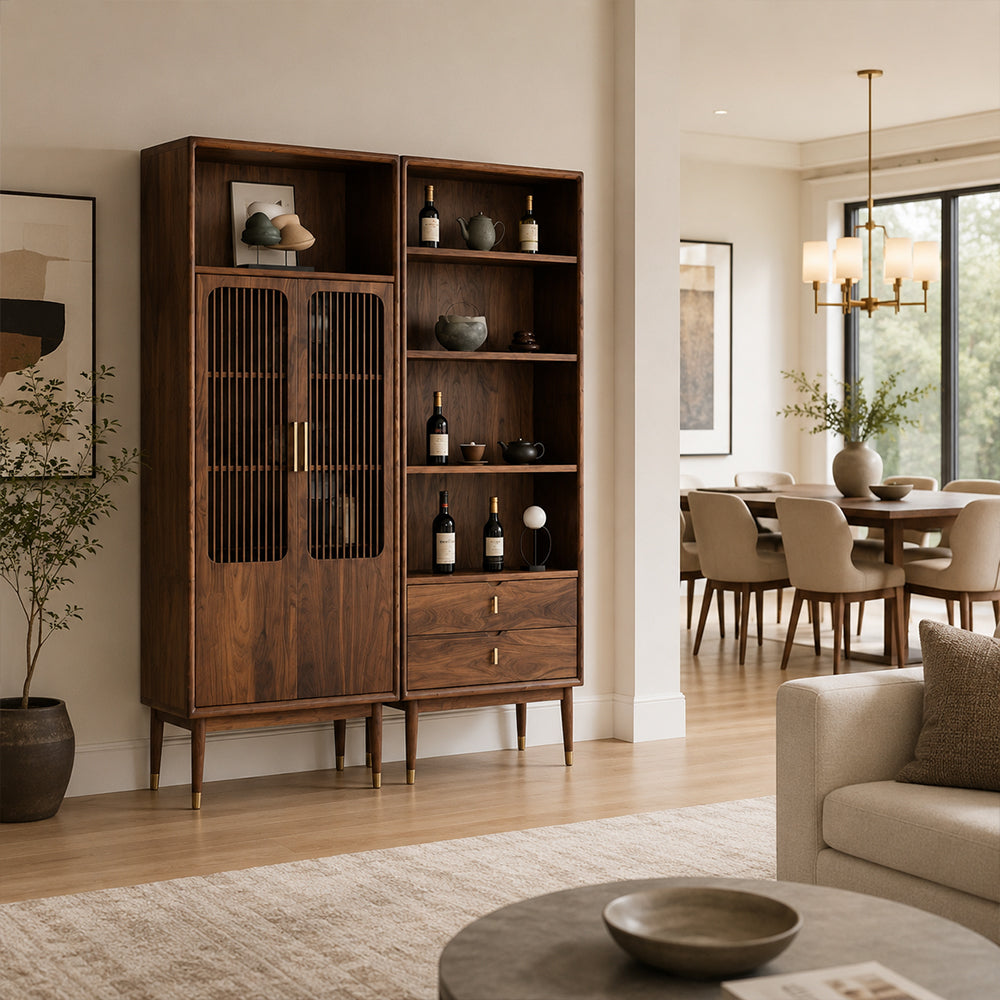 Ardenton Modular Walnut Display Cabinet