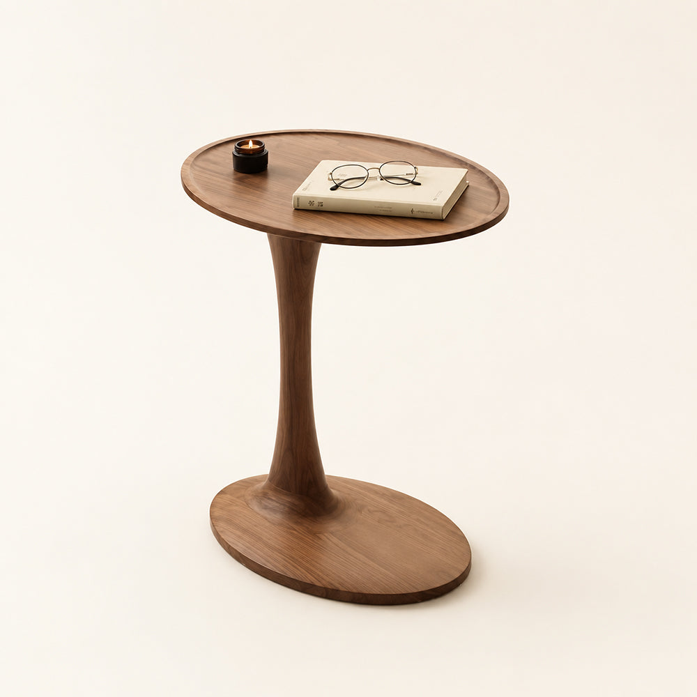 Loren Organic Modern Walnut Pedestal Side Table