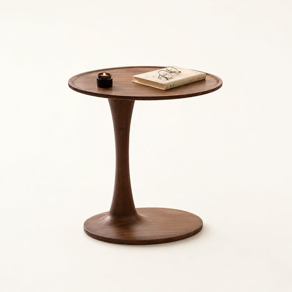 Loren Organic Modern Walnut Pedestal Side Table