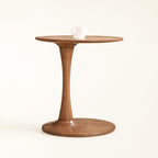 Loren Organic Modern Walnut Pedestal Side Table