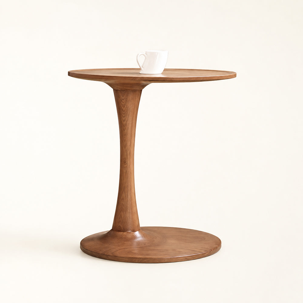 Loren Organic Modern Walnut Pedestal Side Table