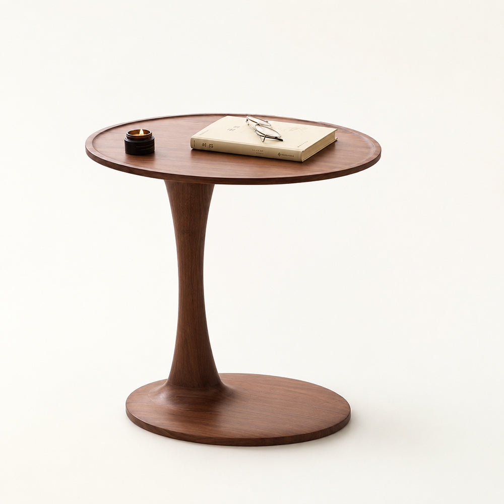 Loren Organic Modern Walnut Pedestal Side Table