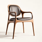 Elowen Organic Modern Walnut & Leather Dining Arm Chair