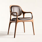 Elowen Organic Modern Walnut & Leather Dining Arm Chair