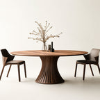 Loren Organic Sculptural Walnut Round Dining Table