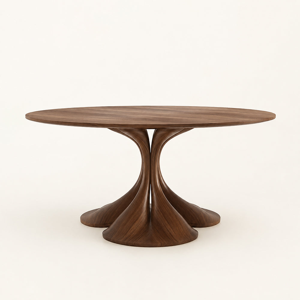 Loren Organic Sculptural Walnut Round Dining Table