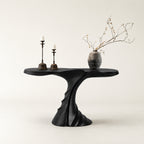 Loren Sculptural Twisted Black Wood Console Table