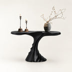 Loren Sculptural Twisted Black Wood Console Table