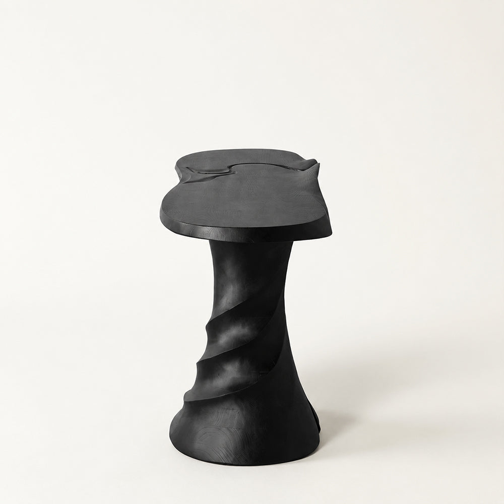 Loren Sculptural Twisted Black Wood Console Table