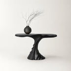 Loren Sculptural Twisted Black Wood Console Table