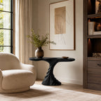 Loren Sculptural Twisted Black Wood Console Table