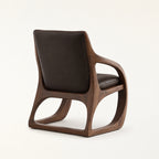 Elowen Sculptural Walnut & Leather Accent Chair