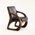 Elowen Sculptural Walnut & Leather Accent Chair