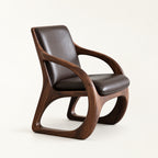 Elowen Sculptural Walnut & Leather Accent Chair