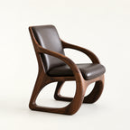 Elowen Sculptural Walnut & Leather Accent Chair