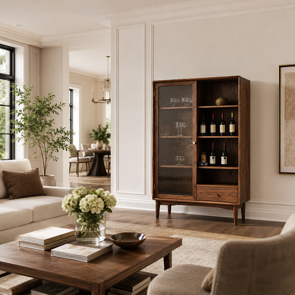 Ardenton Walnut Mid-Century Tall Display Cabinet