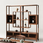Ardenton Walnut Modular Open Display Shelving Unit with Cabinets