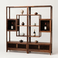 Ardenton Walnut Modular Open Display Shelving Unit with Cabinets