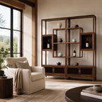 Ardenton Walnut Modular Open Display Shelving Unit with Cabinets